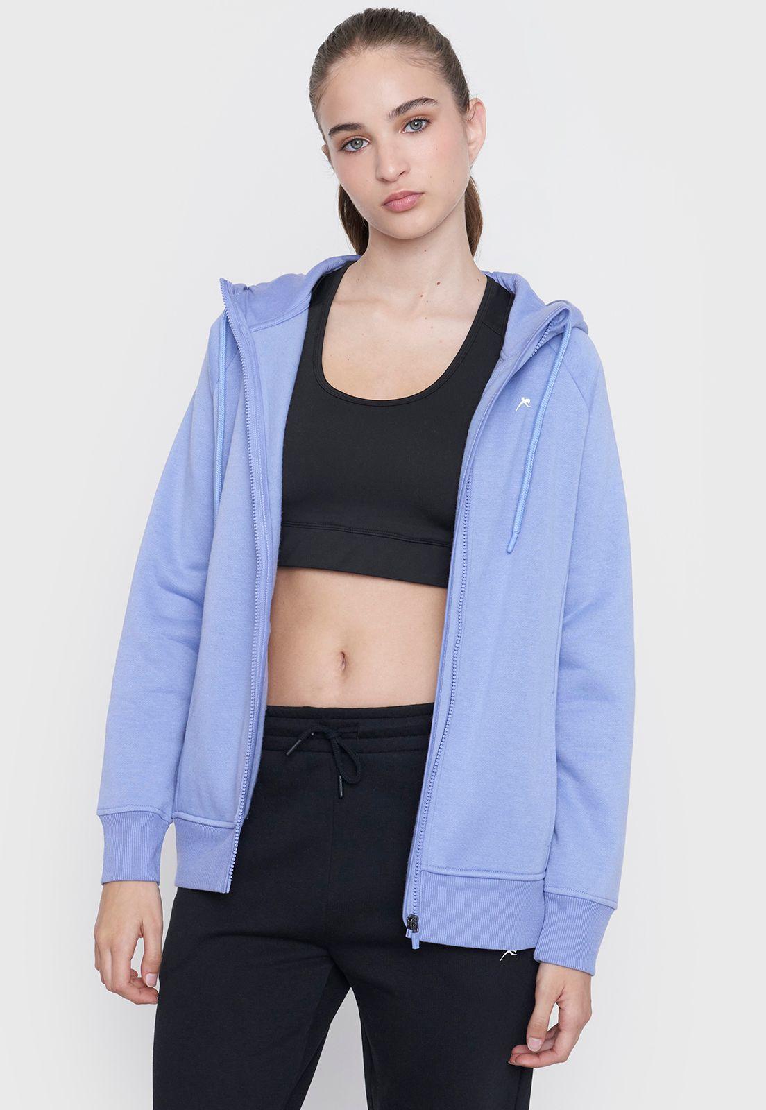Polerón Mujer Deportivo Zipper Celeste Corona-0