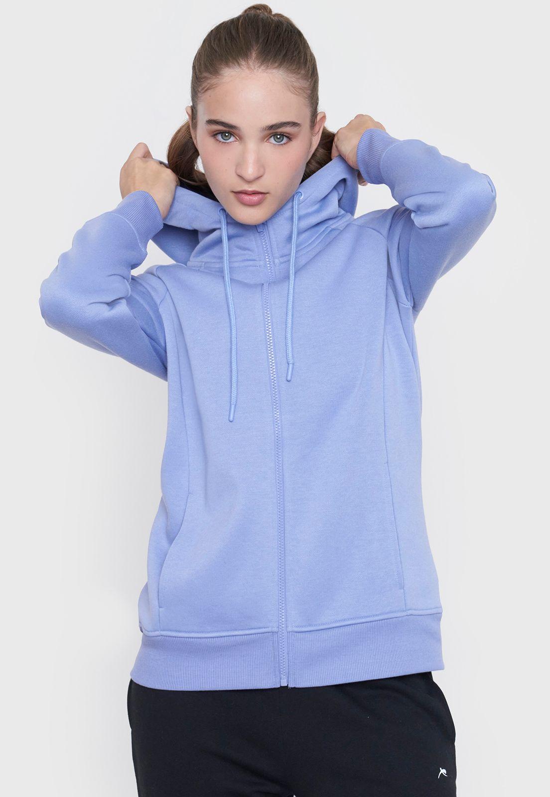 Polerón Mujer Deportivo Zipper Celeste Corona-2