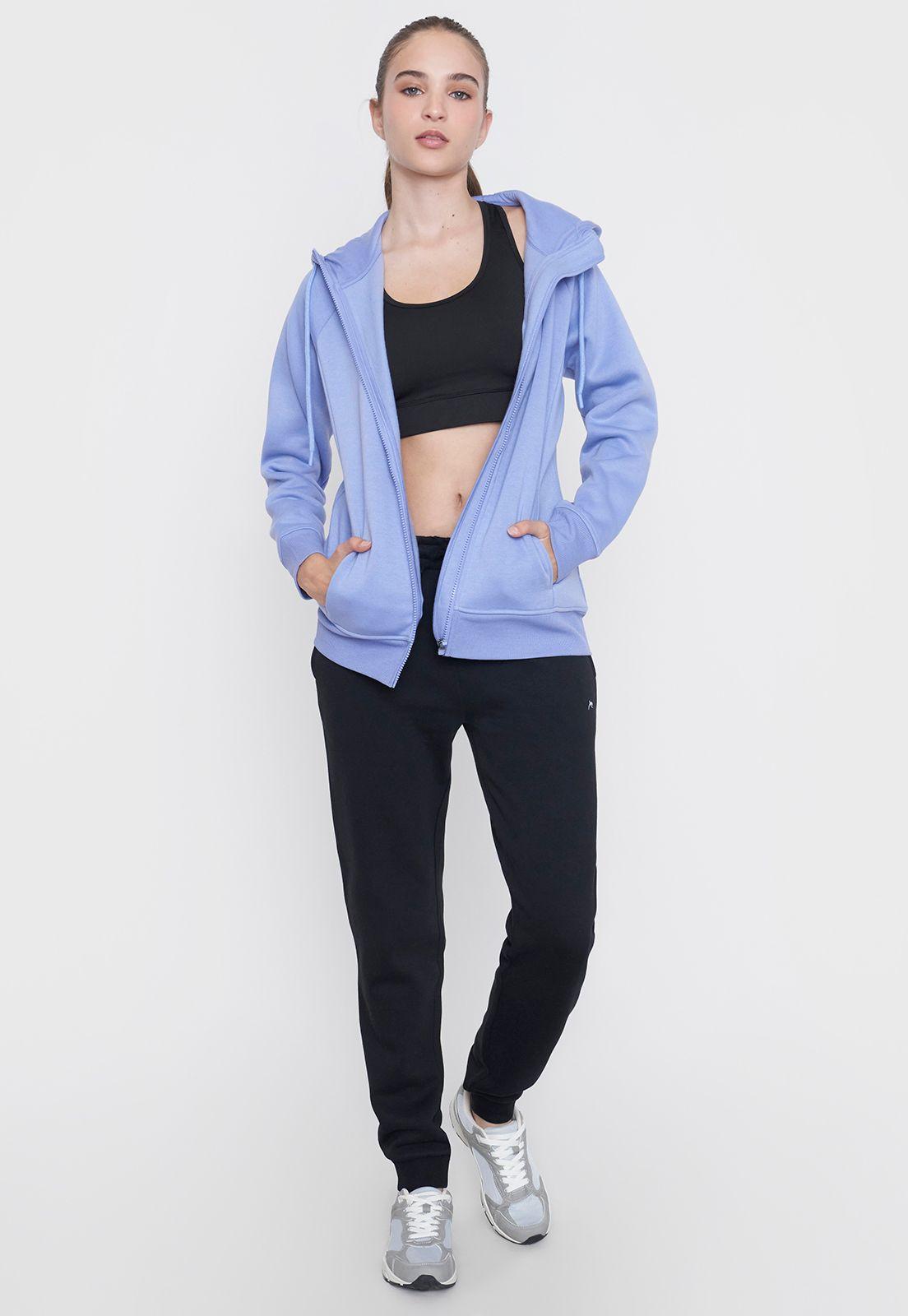 Polerón Mujer Deportivo Zipper Celeste Corona-3