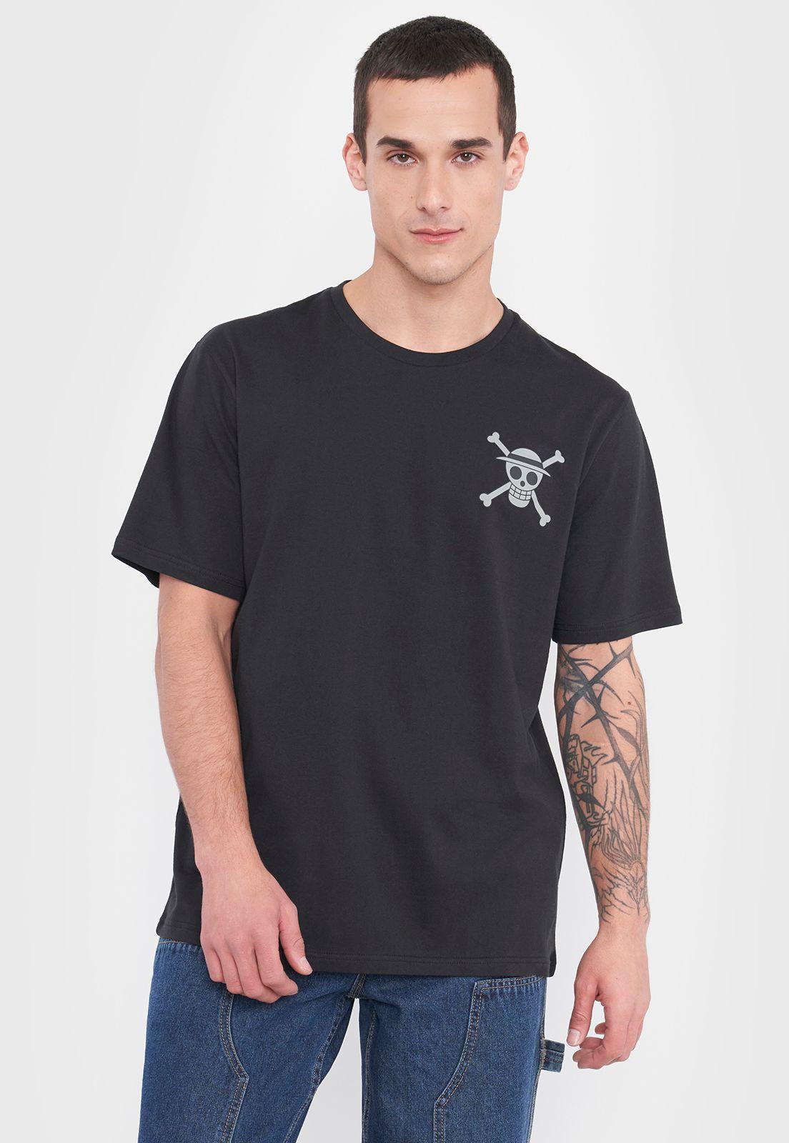 Polera Hombre Licencia One Piece Negro Luffy Corona-0