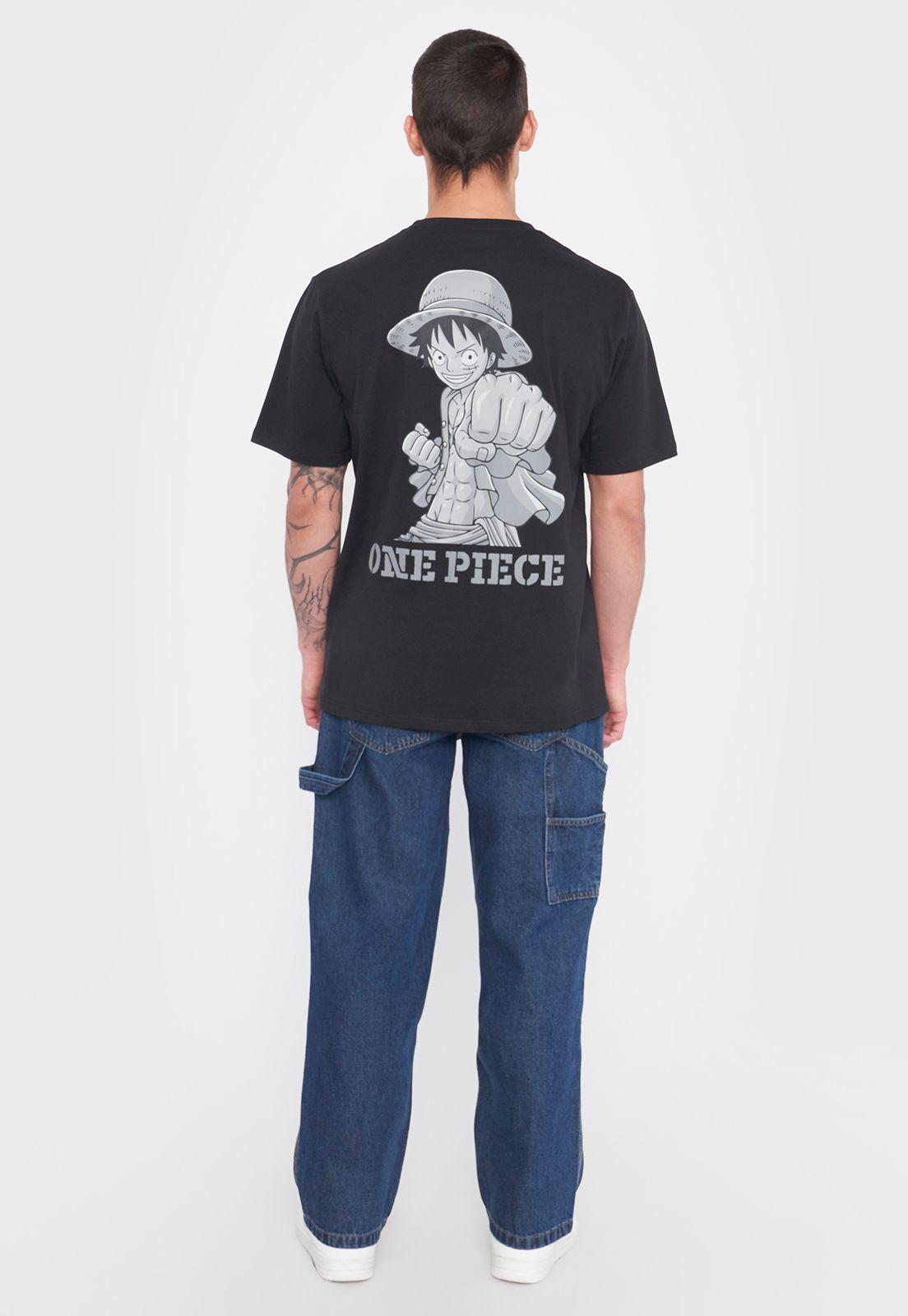 Polera Hombre Licencia One Piece Negro Luffy Corona-1