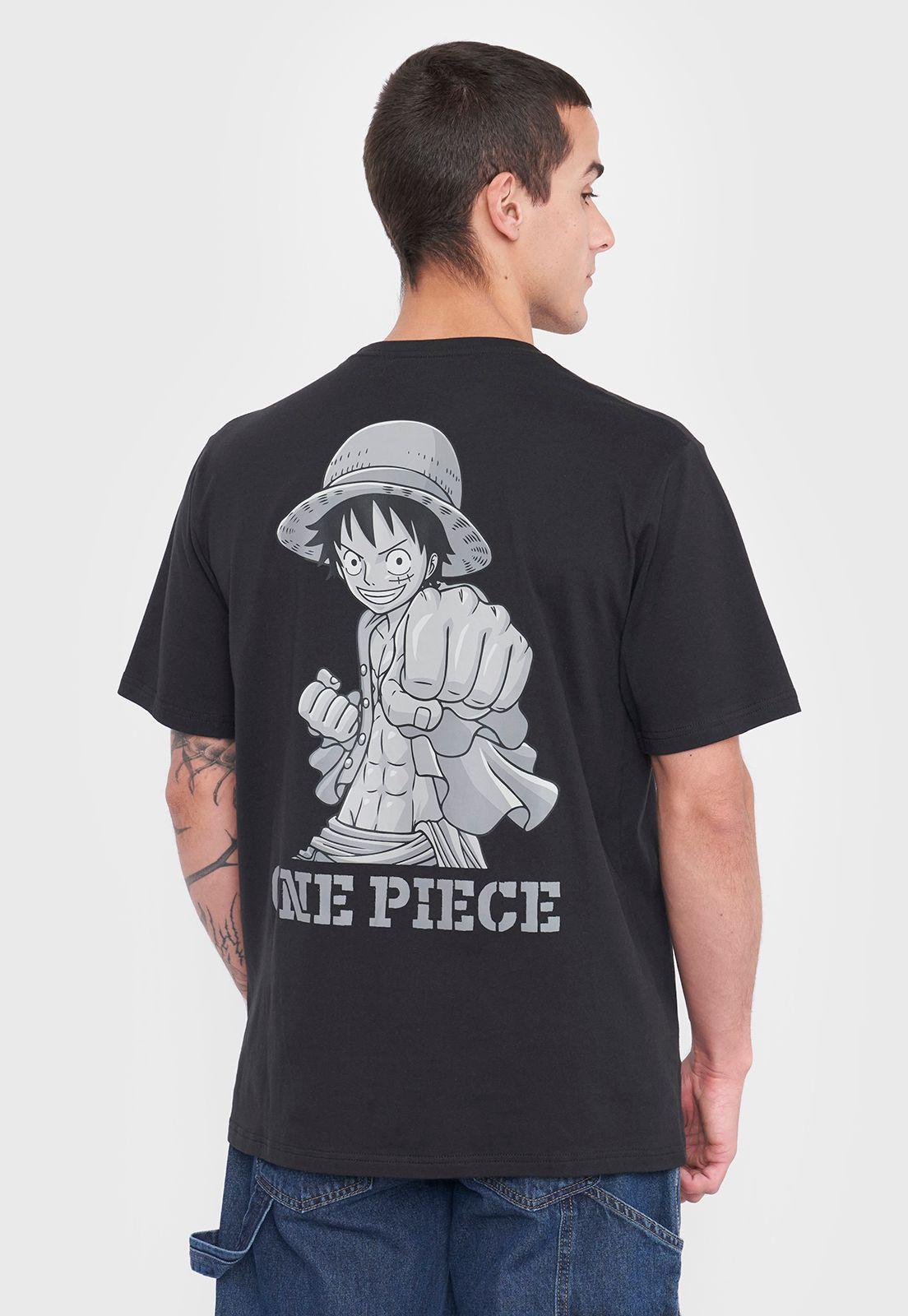 Polera Hombre Licencia One Piece Negro Luffy Corona-2