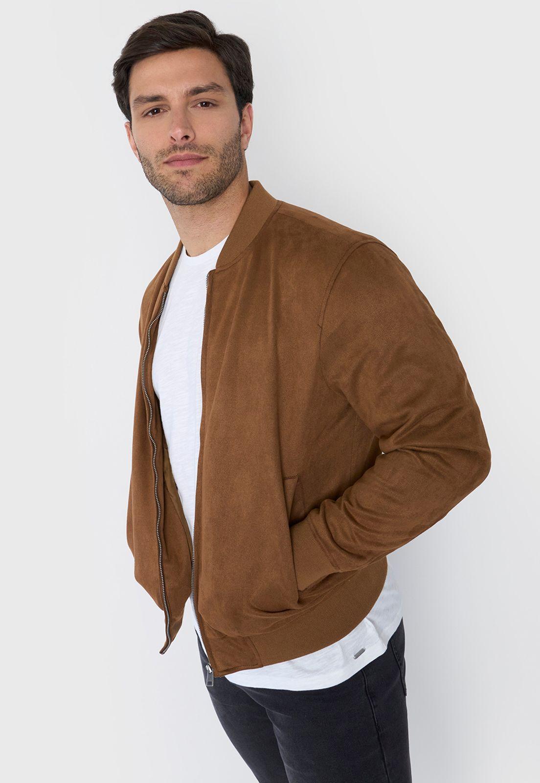 Bomber Hombre Fake Suede Camel Corona-0