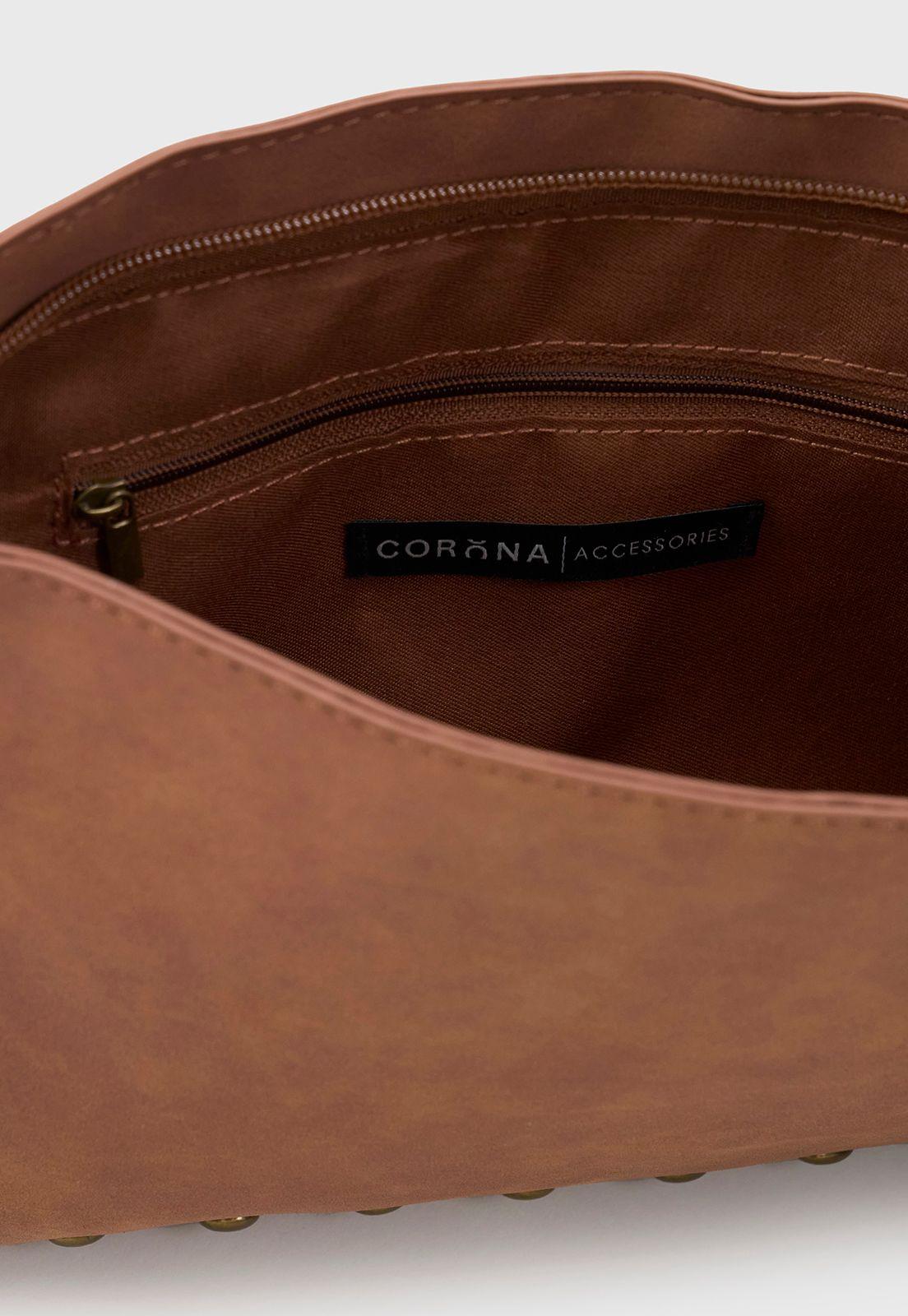 Bandolera Mujer Cuadrada Tachas Camel Corona-3
