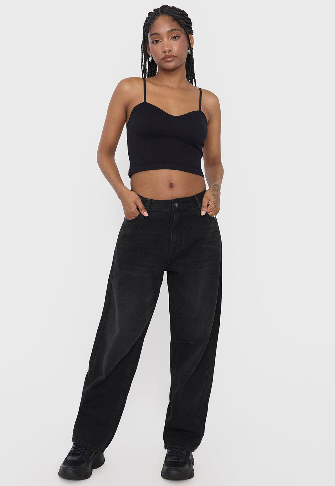Jeans Mujer Baggy Negro Corona-0