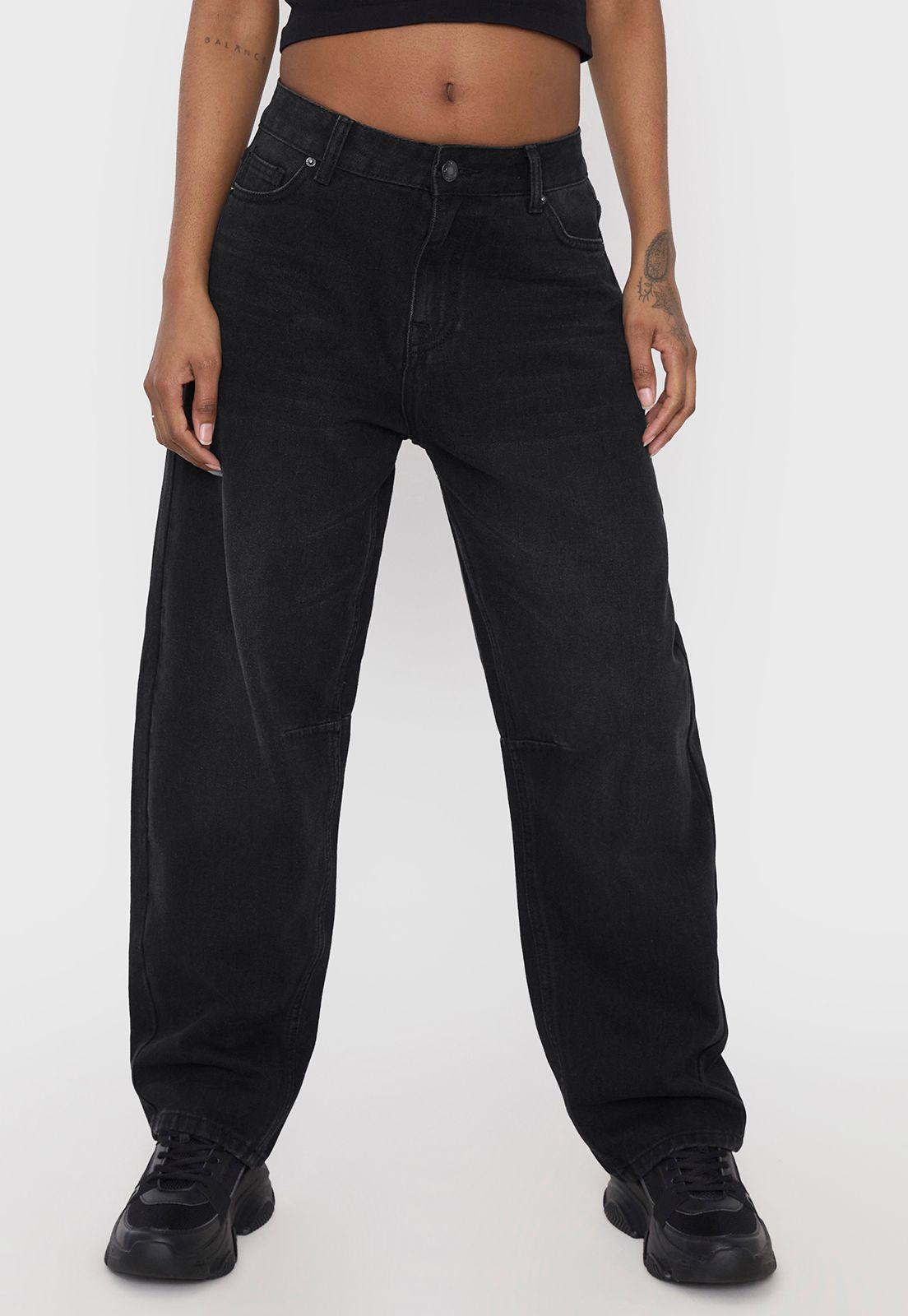 Jeans Mujer Baggy Negro Corona-1