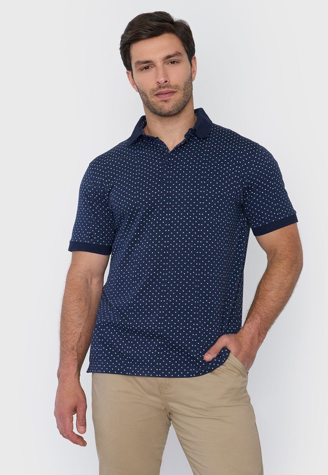 Polera Hombre Polo Jersey Miniprint Navy Corona-0
