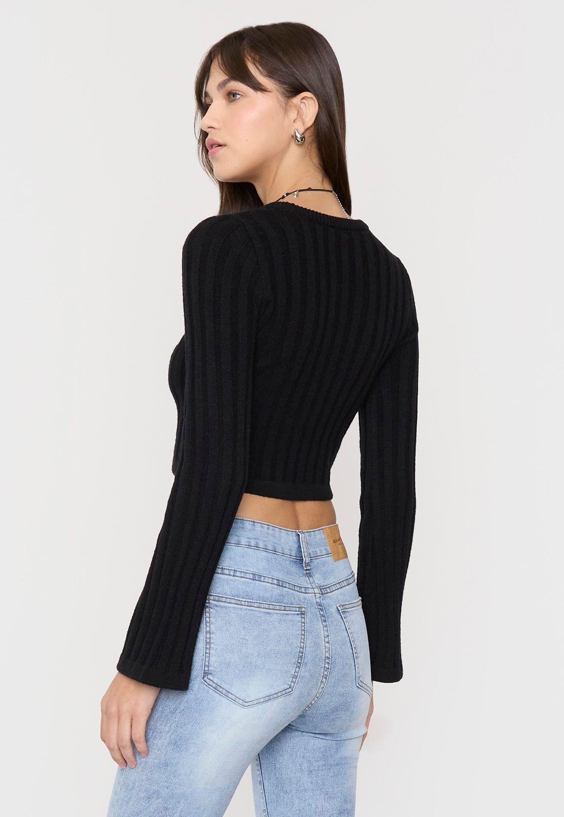 Sweater Mujer Round Neck Negro Corona-1