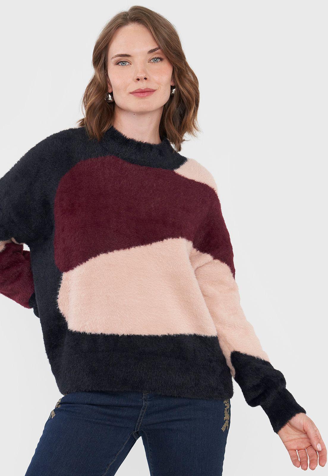 Sweater Mujer Jacquard Burdeo Corona-0