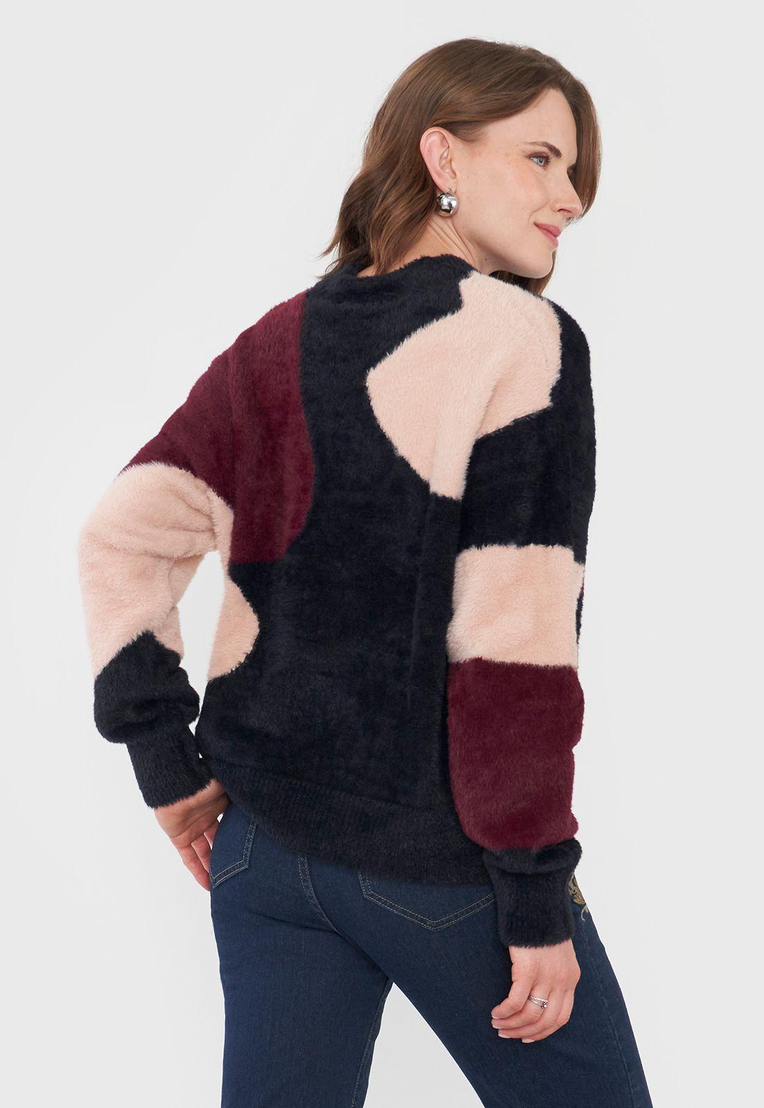 Sweater Mujer Jacquard Burdeo Corona-1