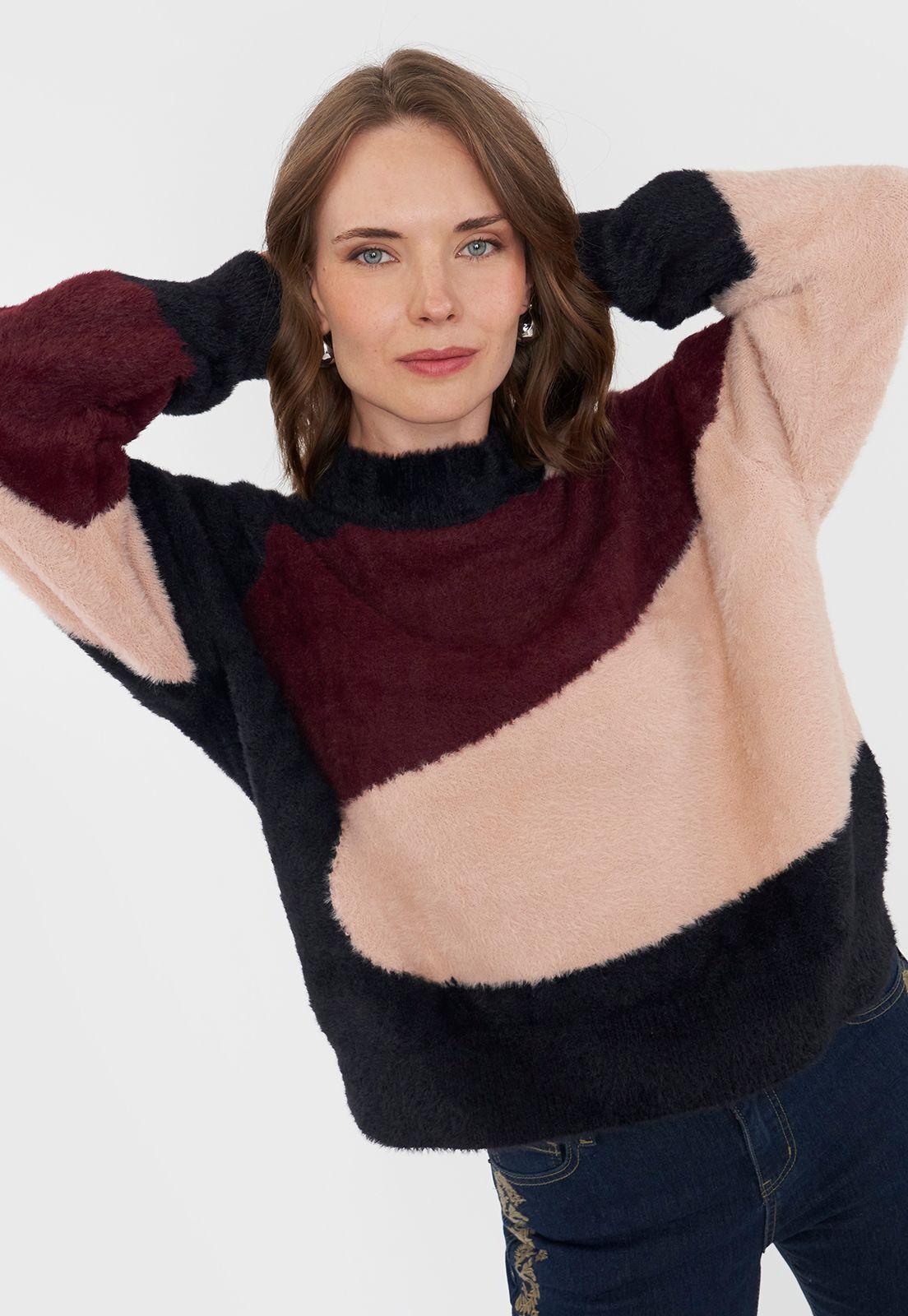Sweater Mujer Jacquard Burdeo Corona-2