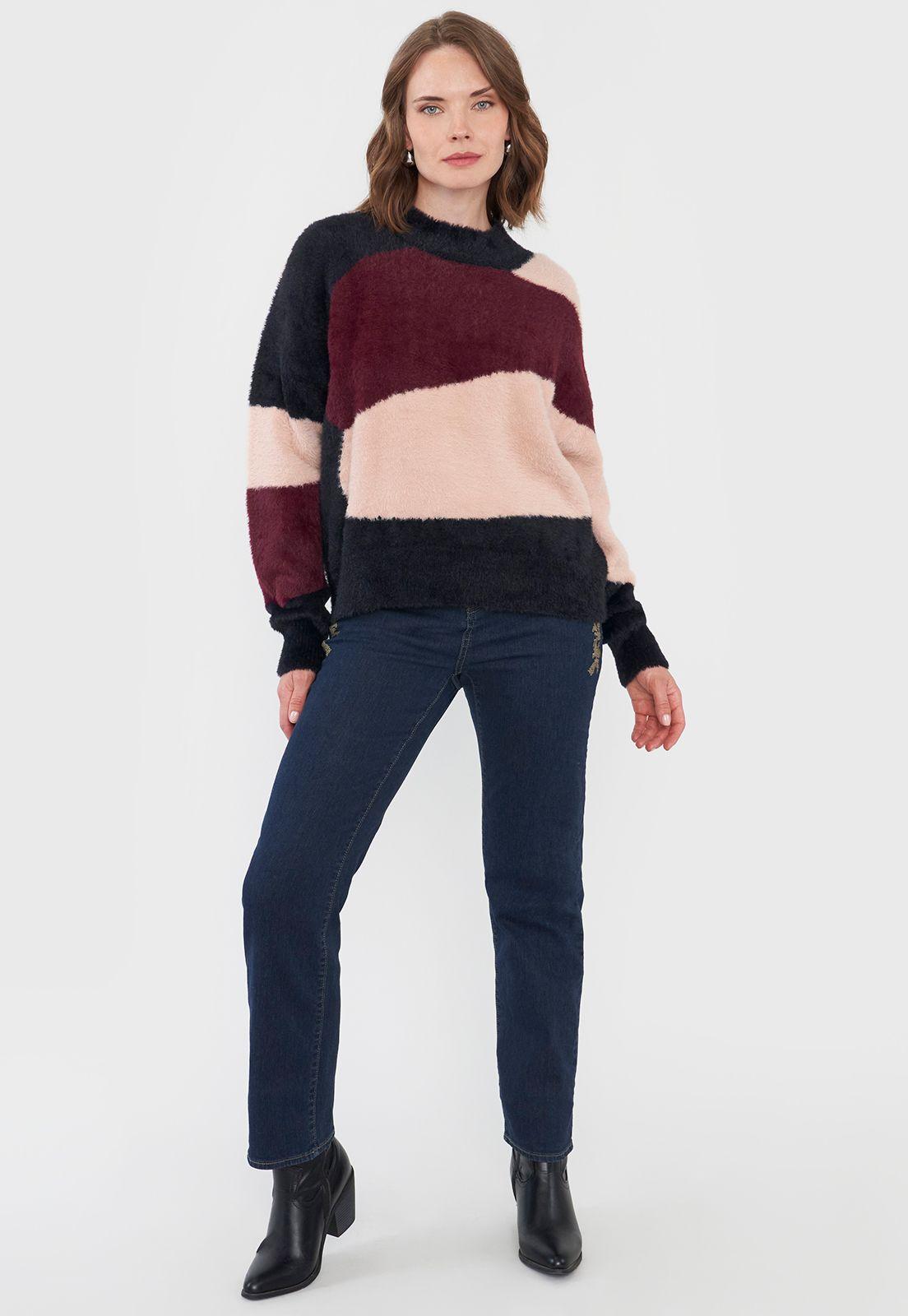 Sweater Mujer Jacquard Burdeo Corona-3
