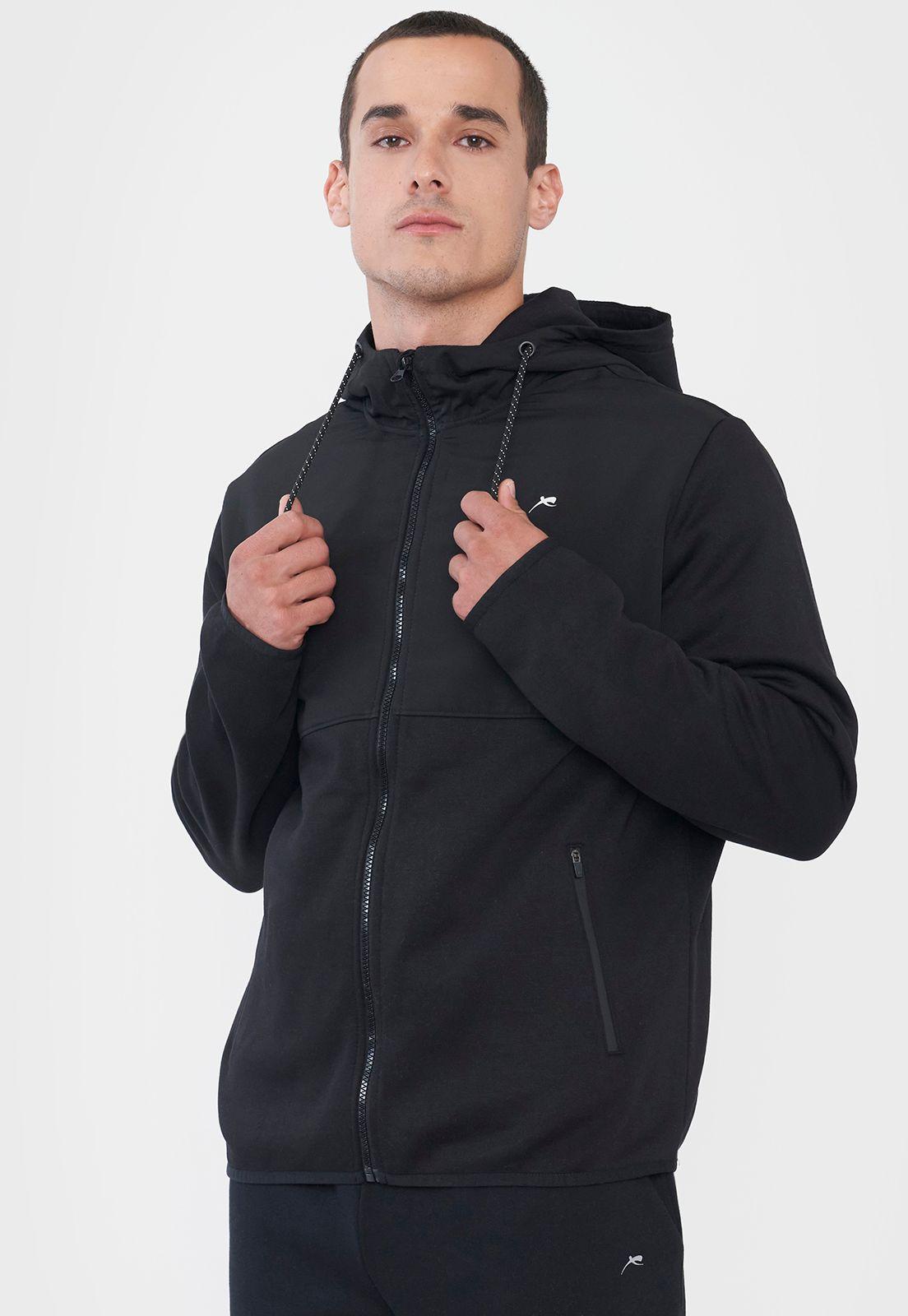 Polerón Hombre Deportivo Cierres Zipper Negro Corona-2