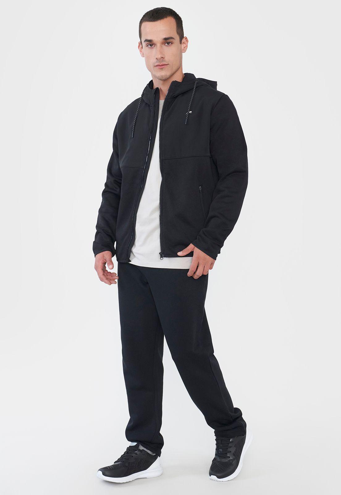 Polerón Hombre Deportivo Cierres Zipper Negro Corona-3