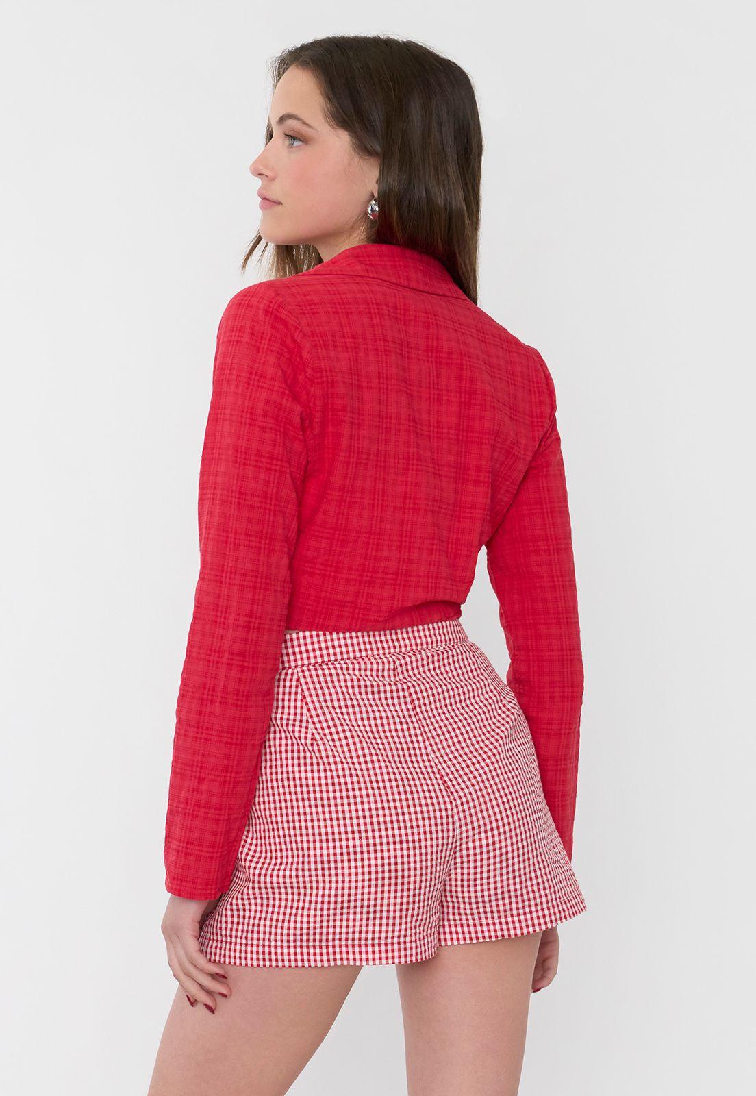 Blusa Mujer Camisera Amarras Rojo Corona-1