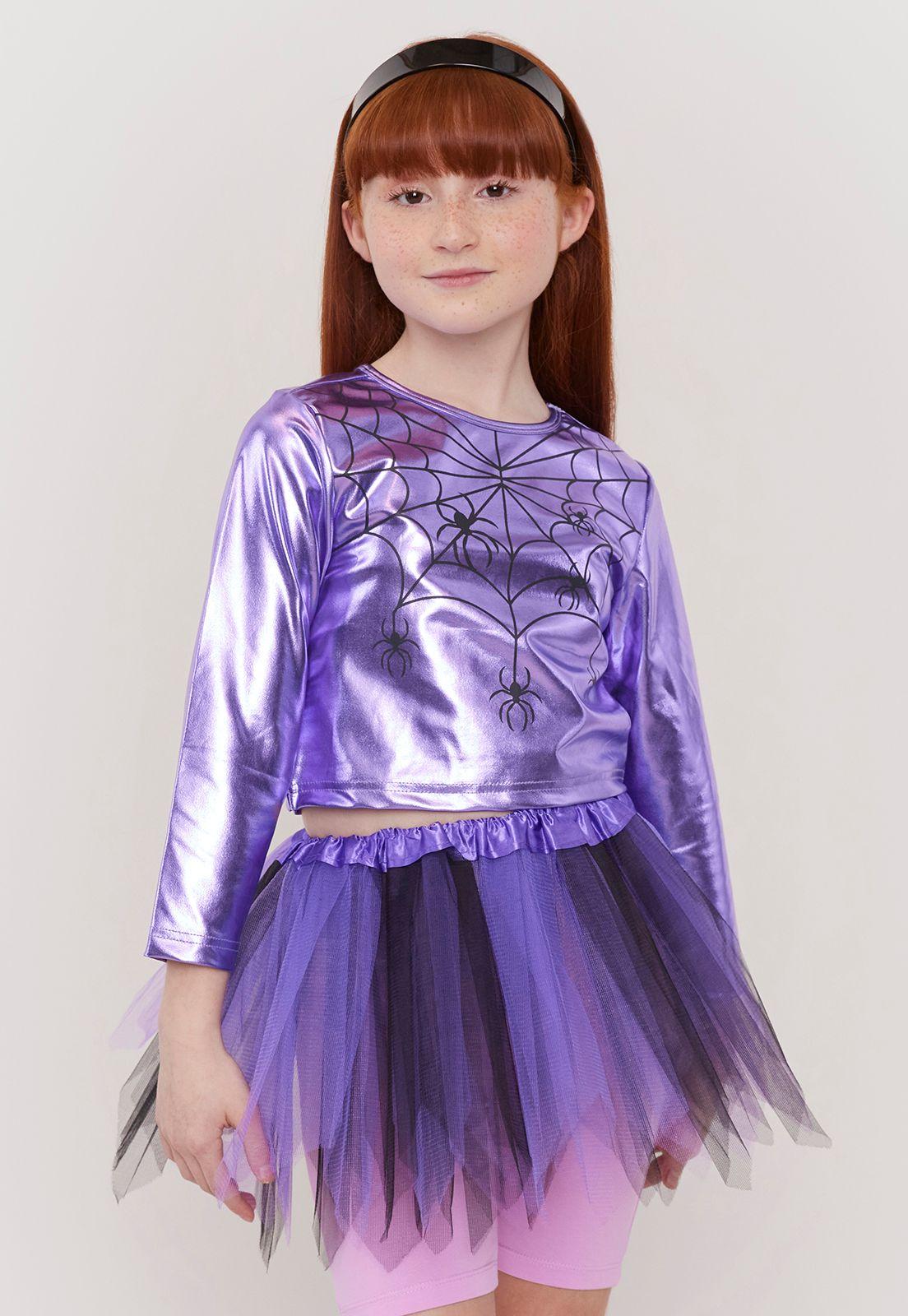 Polera Disfraz Metalizada Morado Corona-0