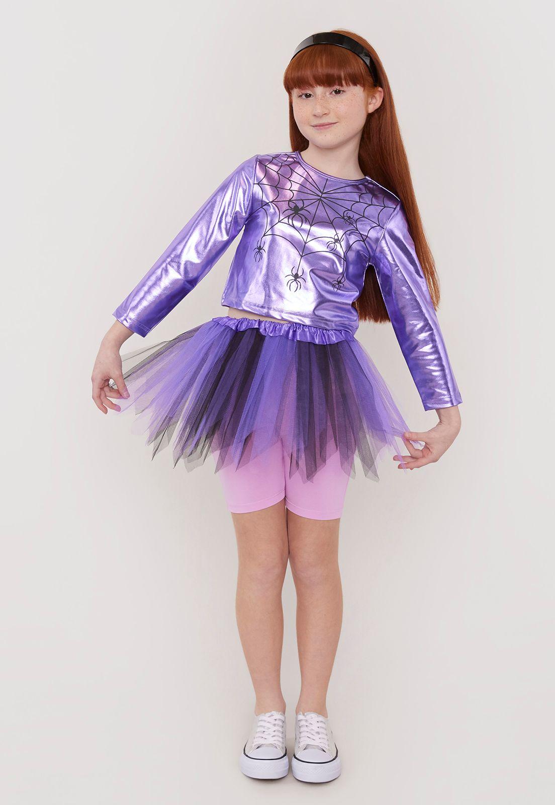 Polera Disfraz Metalizada Morado Corona-3