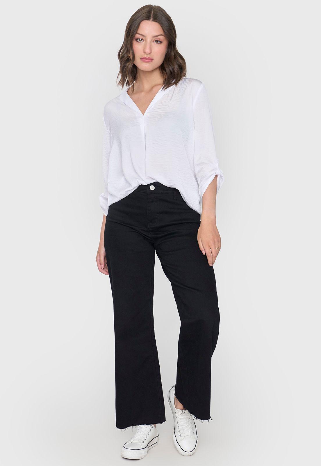 Blusa Mujer Cuello Camisero M/L Blanco Corona-3