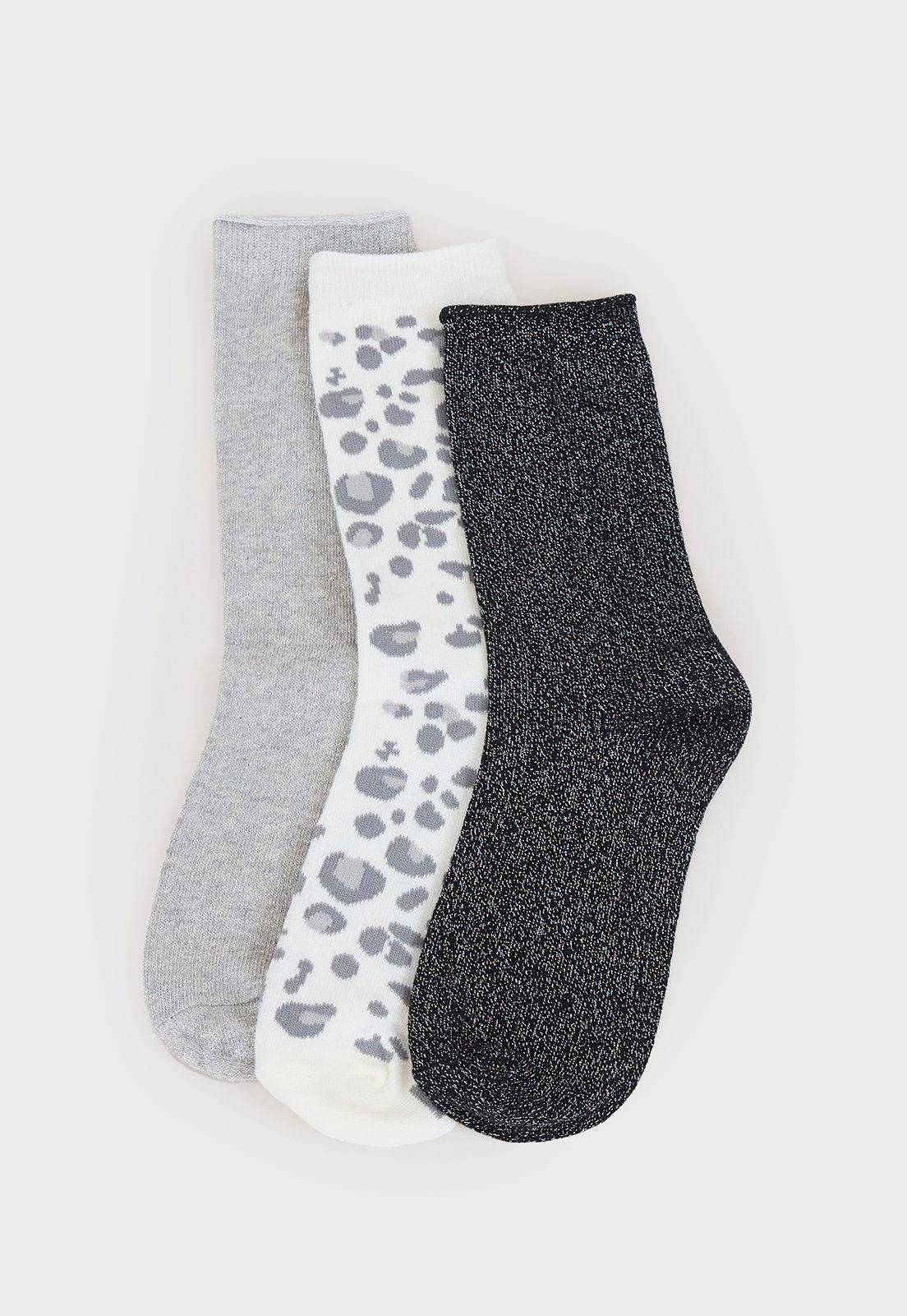 Calcetines Mujer Largos Animal Print Negro Corona-0