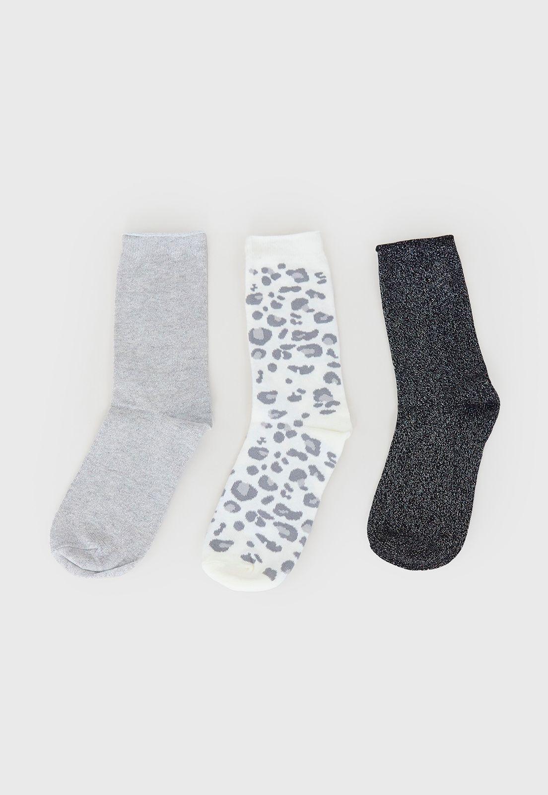 Calcetines Mujer Largos Animal Print Negro Corona-2