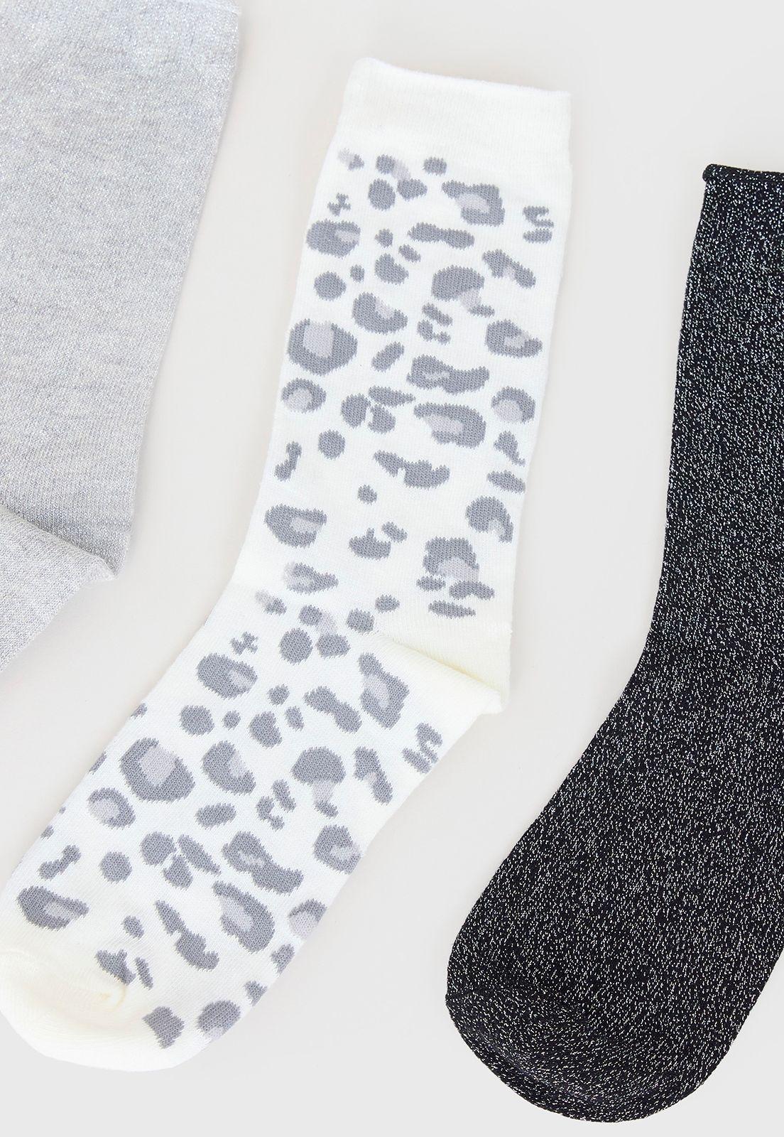 Calcetines Mujer Largos Animal Print Negro Corona-3