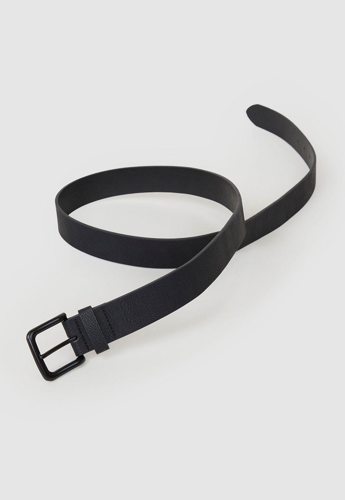 Cinturón Negro Hombre Hebilla Negra Corona-2