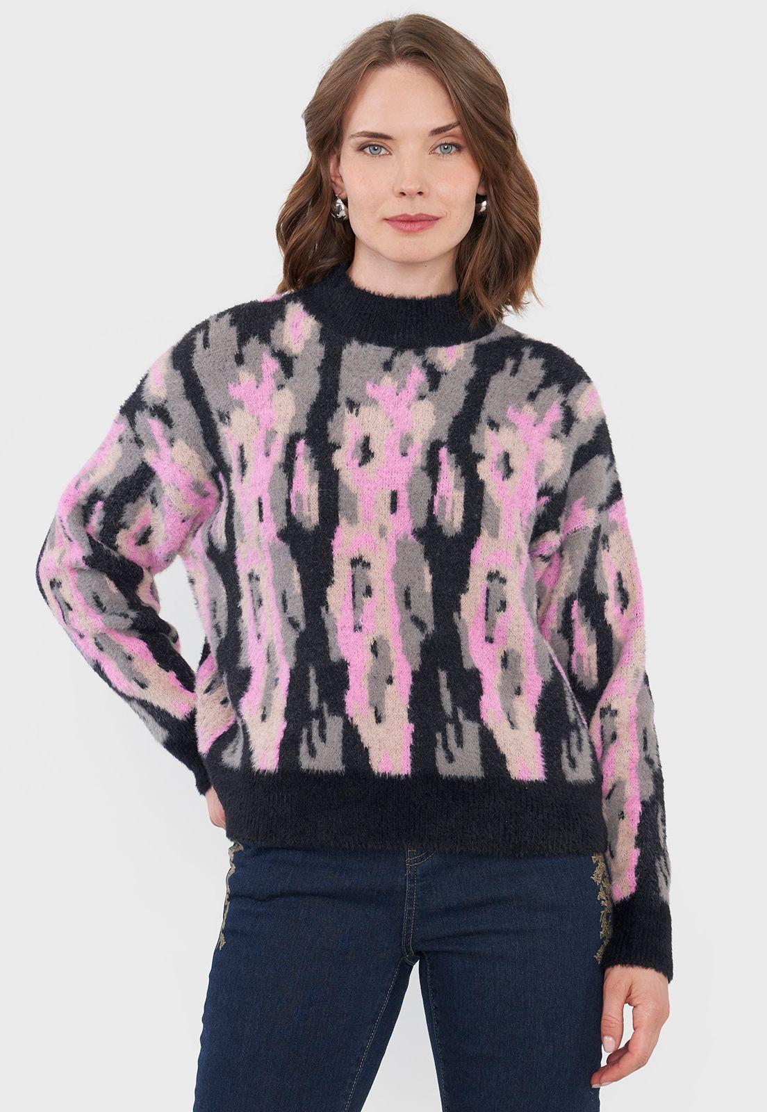 Sweater Mujer Jacquard Negro Corona-0
