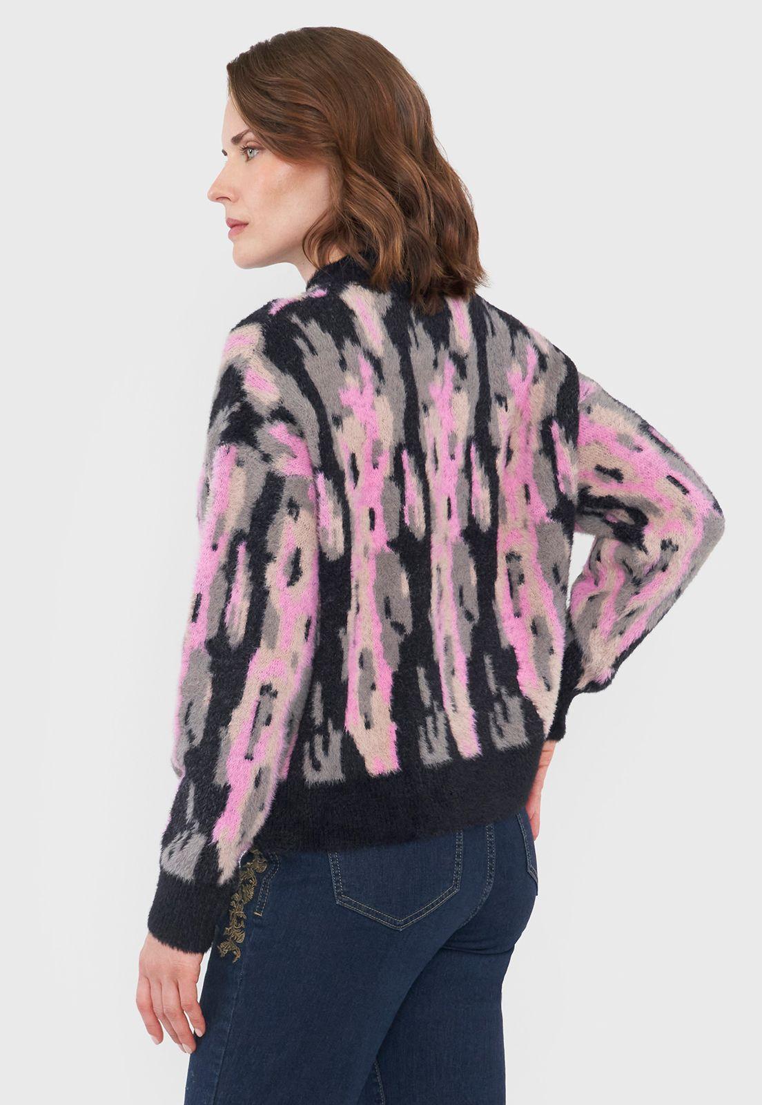 Sweater Mujer Jacquard Negro Corona-1