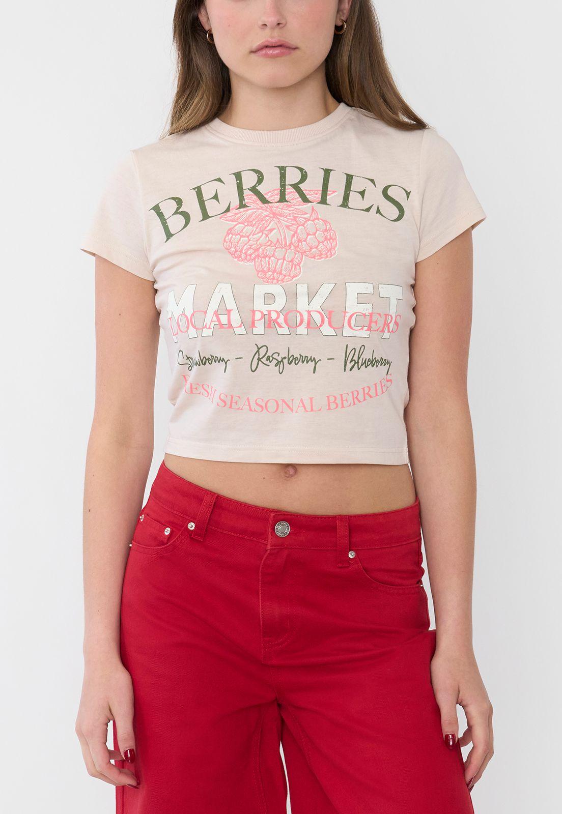 Polera Mujer Ajustada Manga Corta Beige Corona-2