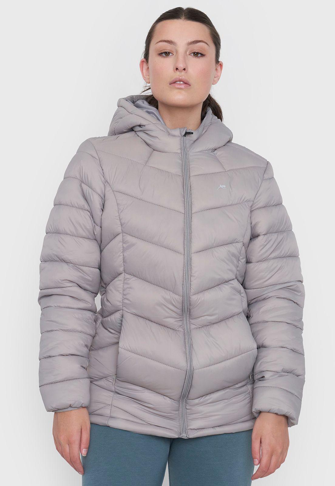 Parka Mujer Deportiva Zipper Gris Corona-2