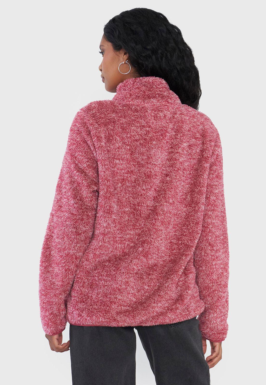 Polerón Mujer Peludo Burdeo Half Zipper Corona-1