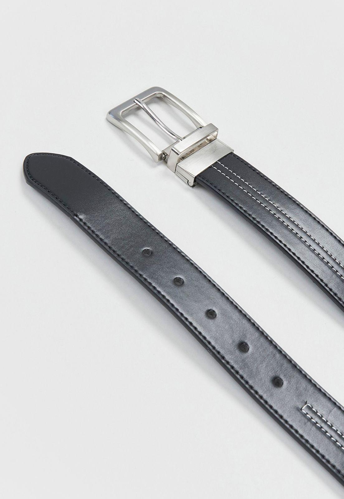 Cinturón Hombre Hebilla Reversible Negro Clásico Corona-3