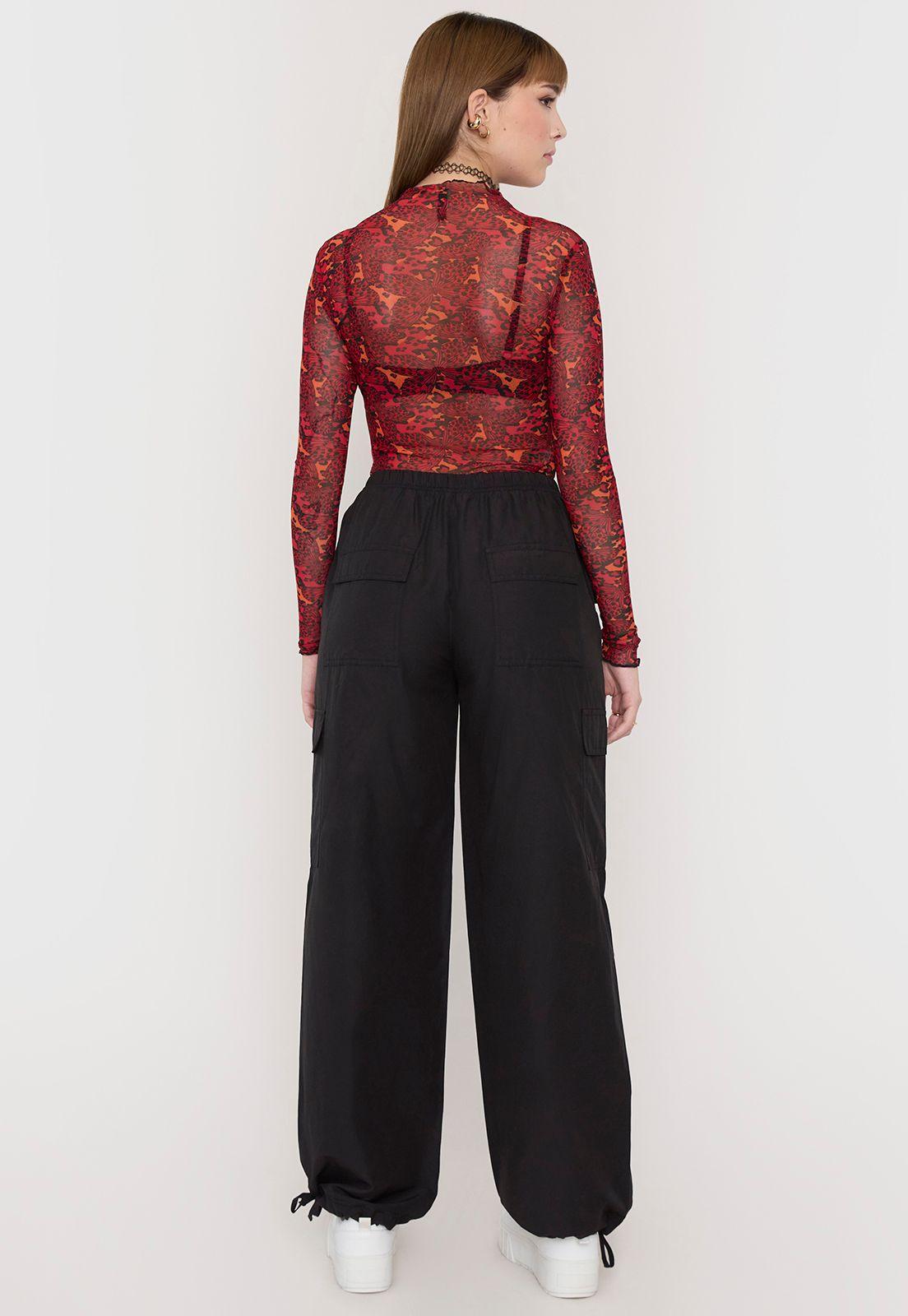 Pantalón Mujer Parachute Negro Corona-2