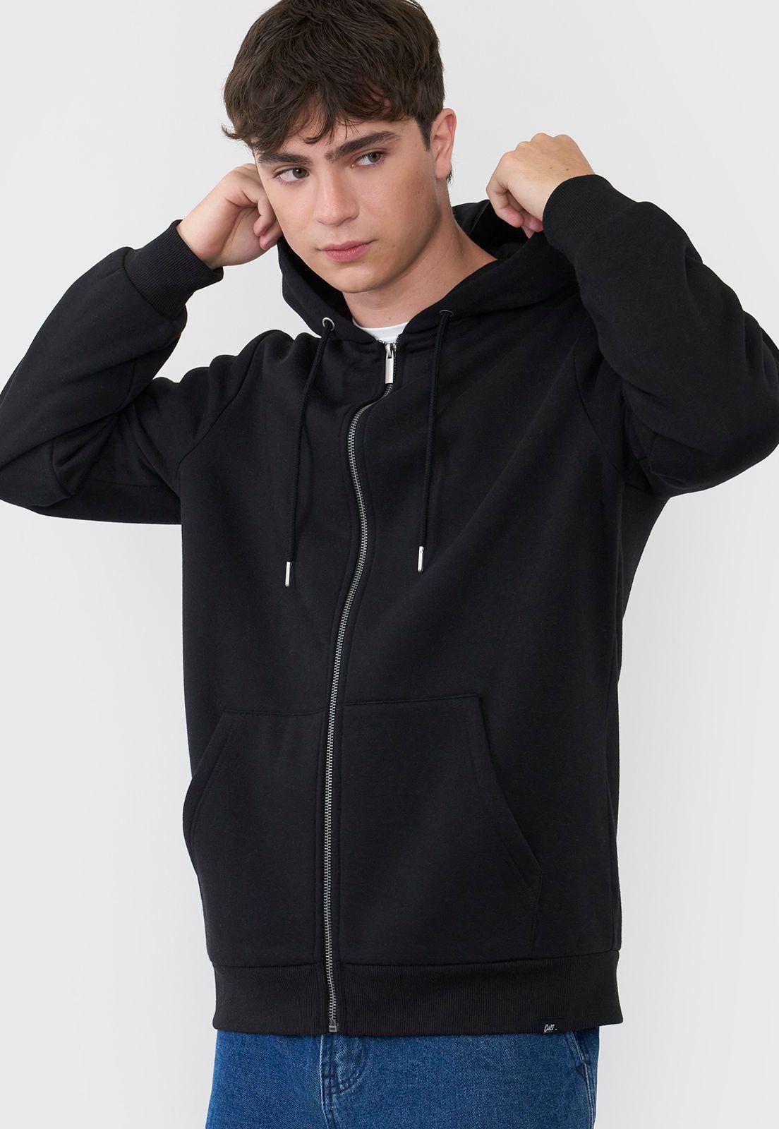 Polerón Hombre Full Zipper Color Negro Corona-2
