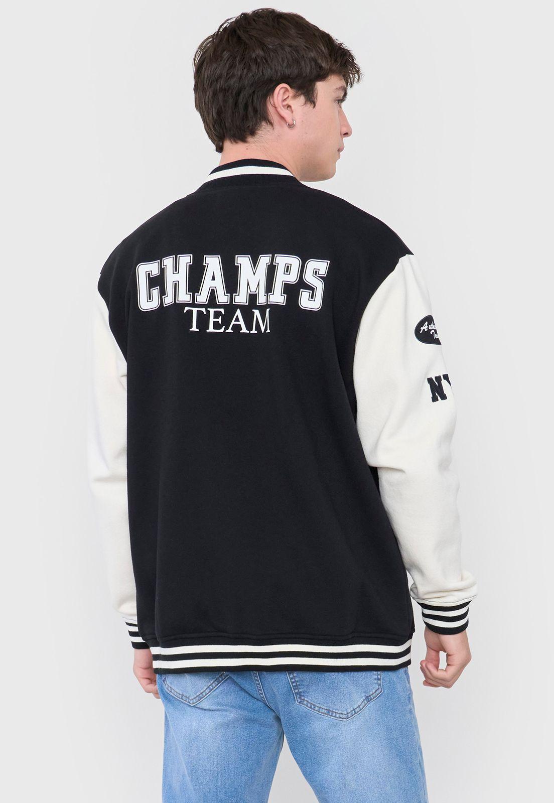 Polerón Hombre Bomber College Color Negro Corona-1