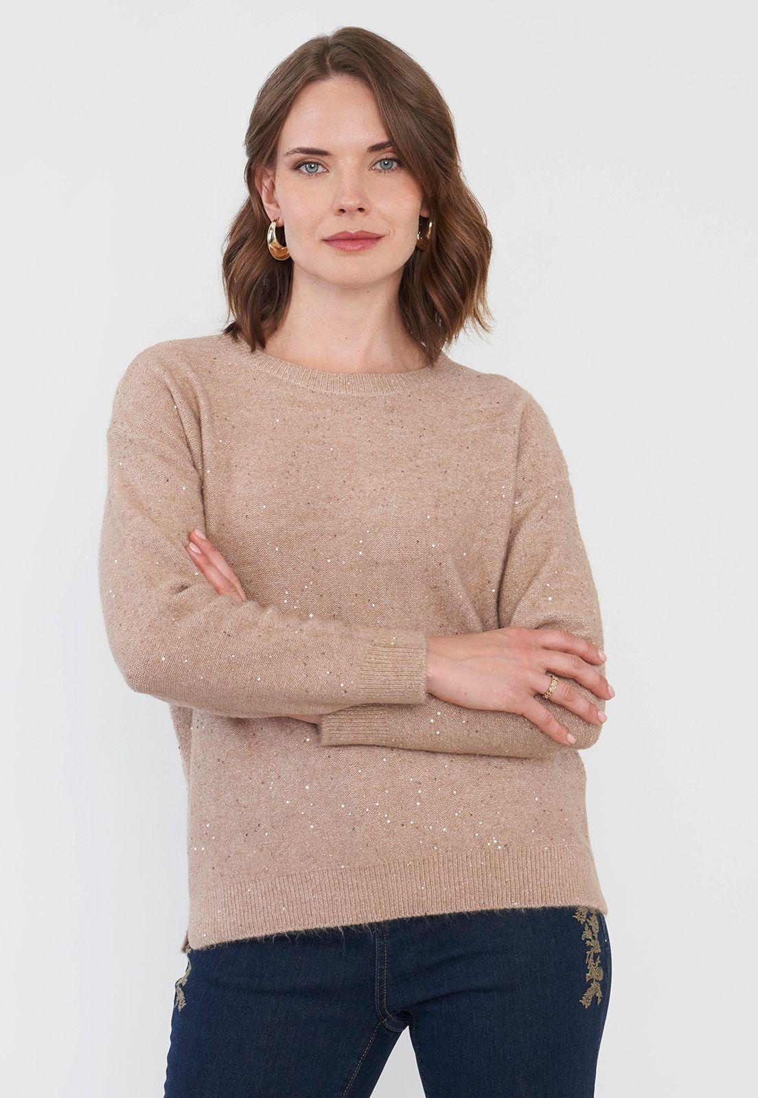Sweater Mujer Lurex Lentejuelas Dorado Corona-0