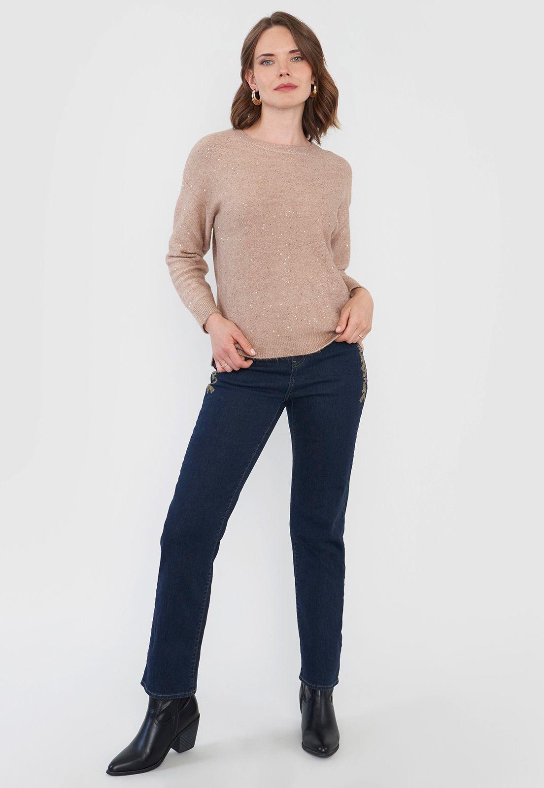 Sweater Mujer Lurex Lentejuelas Dorado Corona-3