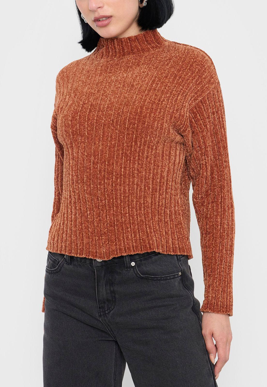 Sweater Mujer Chenille Rib Camel Corona-2