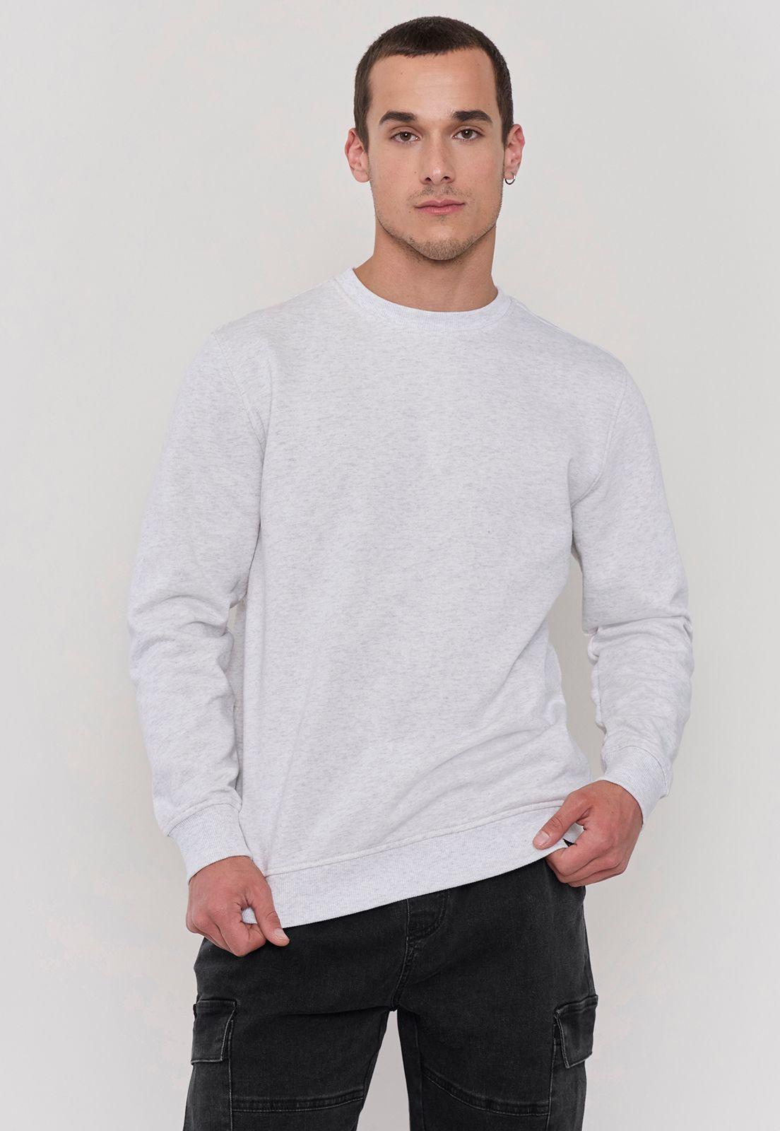 Polerón Hombre Liso Gris R-Neck Corona-0