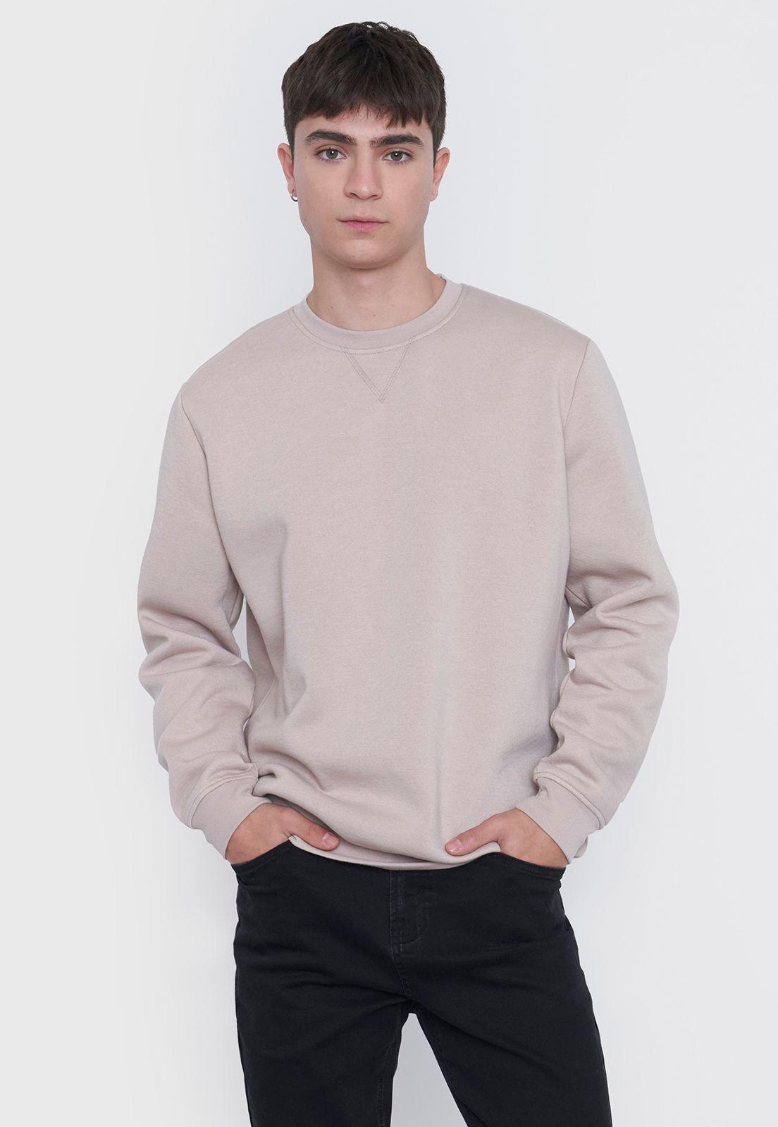 Polerón Hombre Round Neck Liso Ecru Corona-0