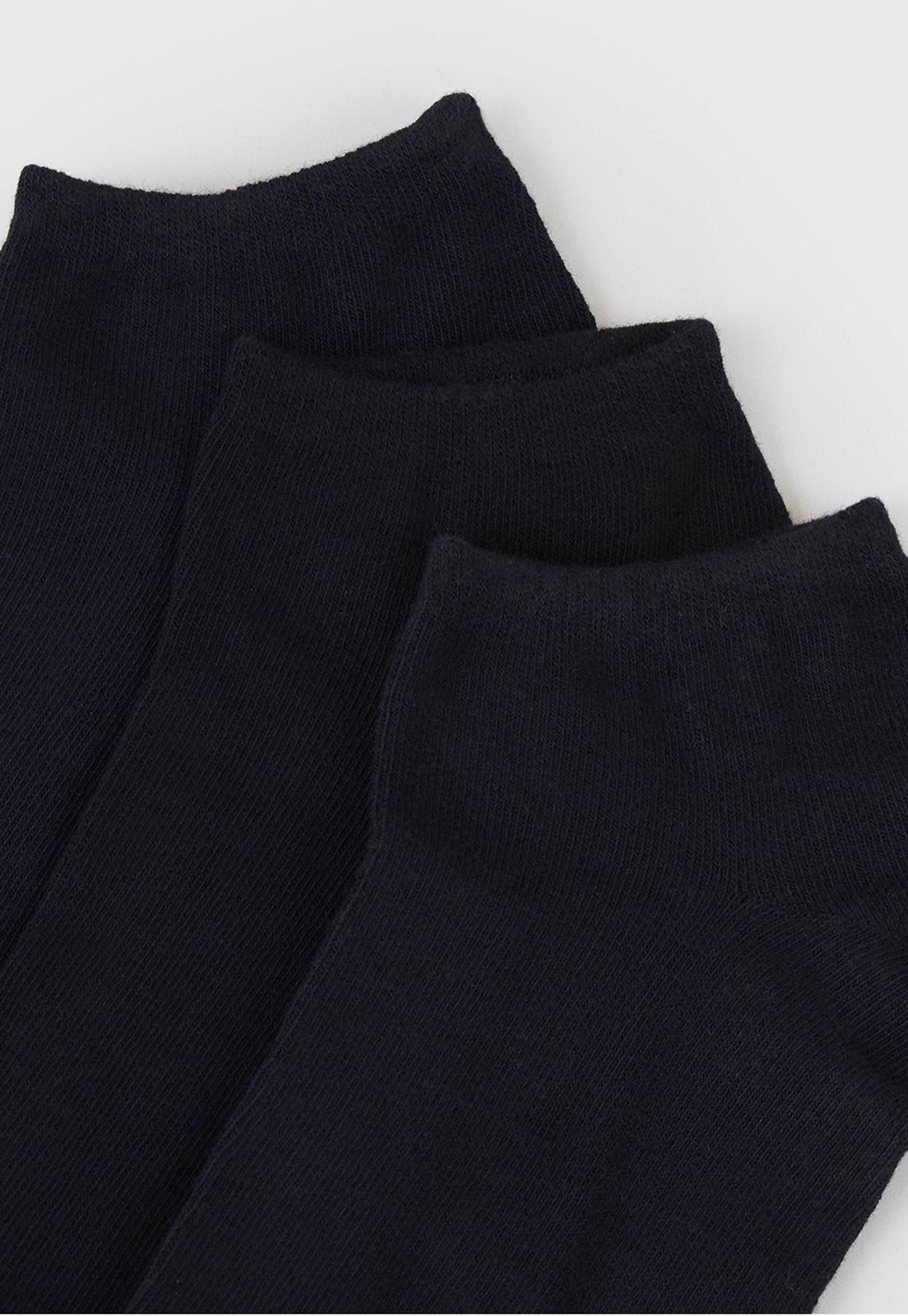 Calcetines Hombre Tripack Corto Negro Liso Corona-1