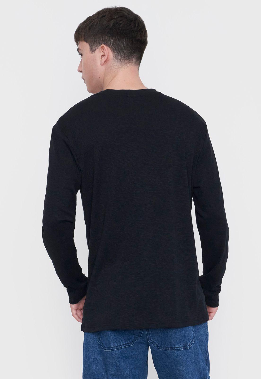 Polera Hombre Manga Larga Lisa Negro Corona-1