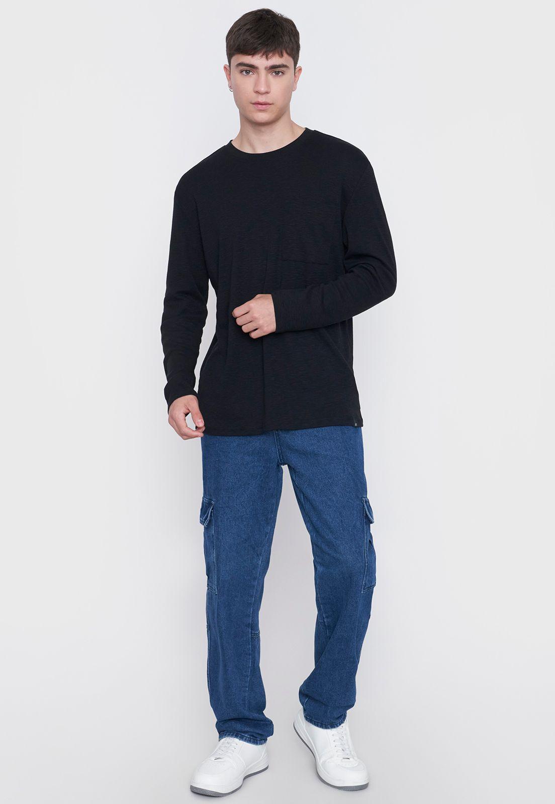 Polera Hombre Manga Larga Lisa Negro Corona-3