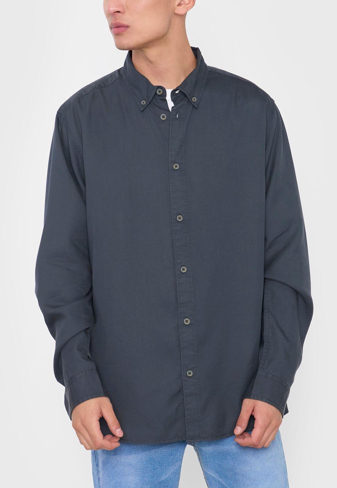 Camisa Hombre Liviana Gris Oscuro Corona-2