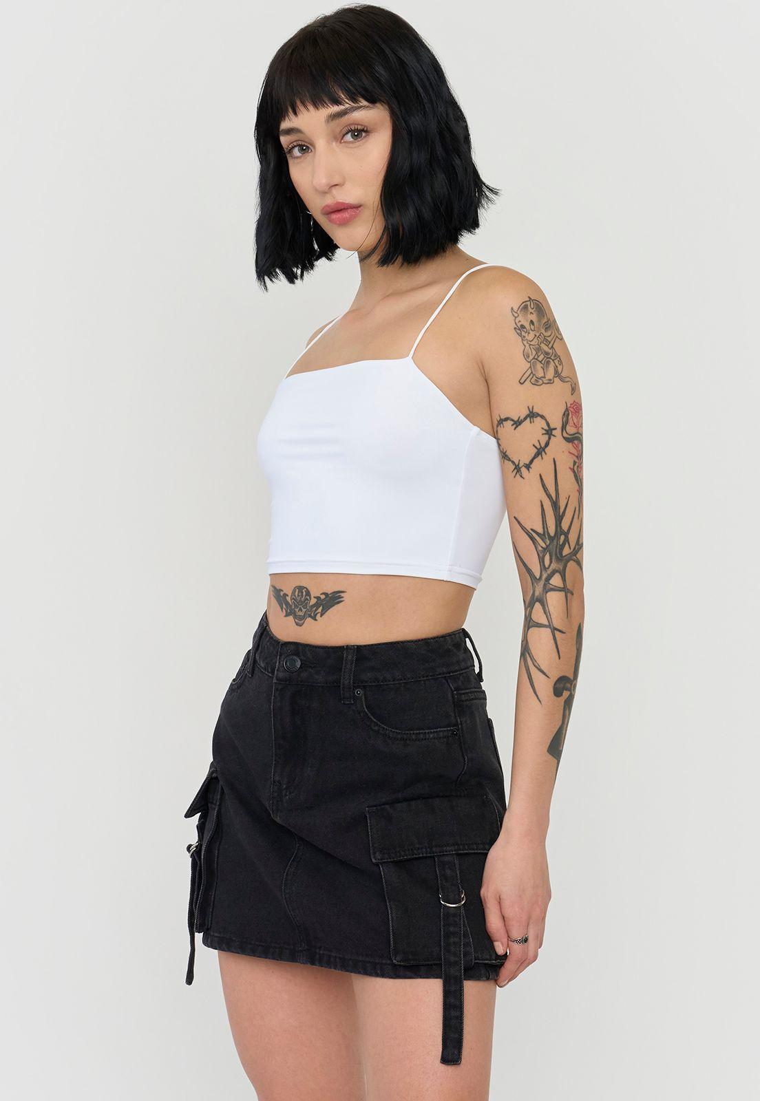 Falda Mujer Cargo Color Negro Corona-3