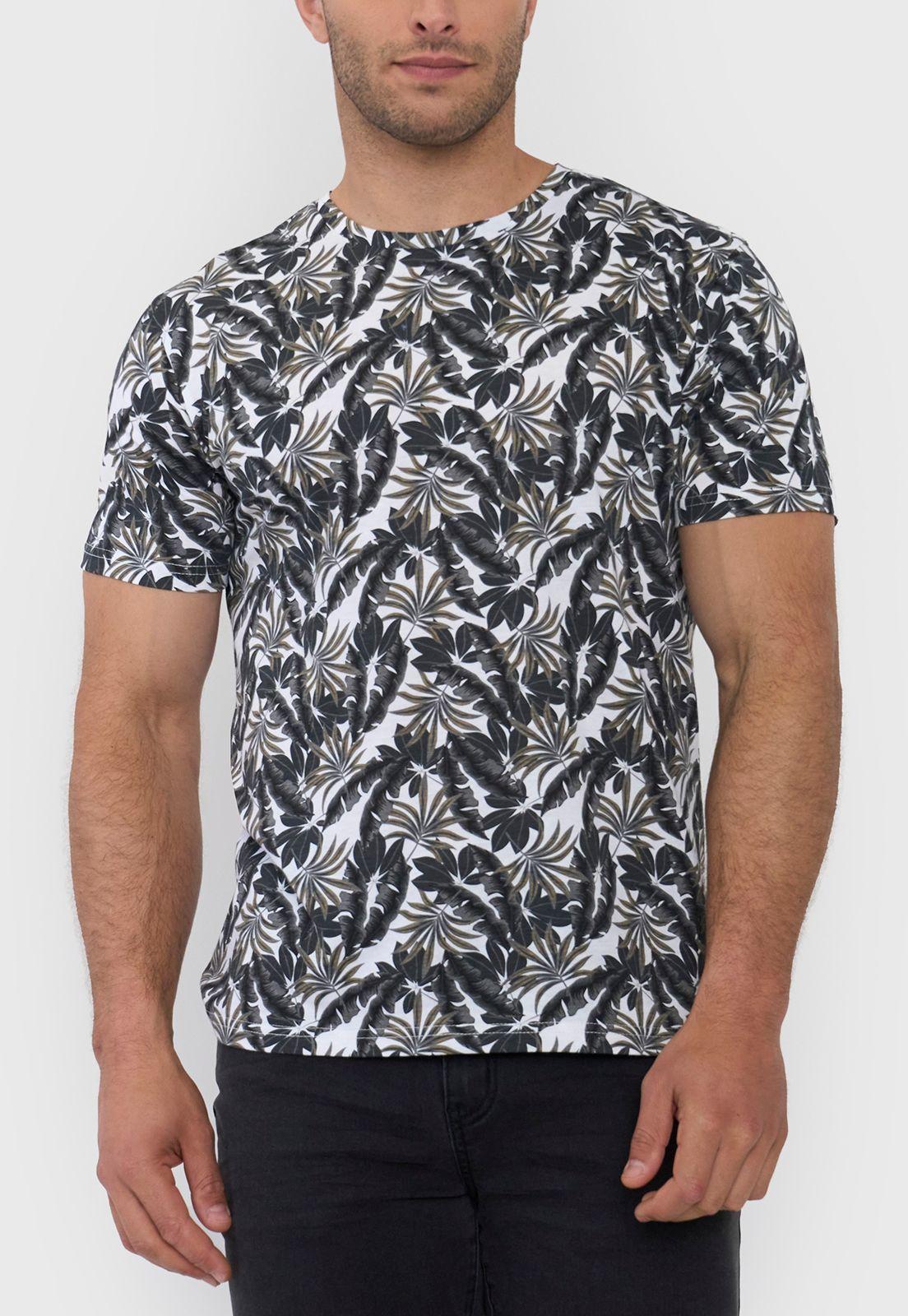 Polera Hombre Full Print Color Blanco Corona-2
