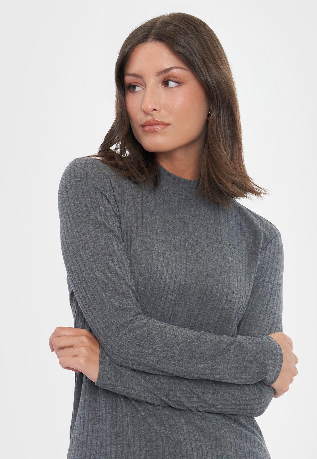 Polera Mujer Beatle Rib Gris Corona-2
