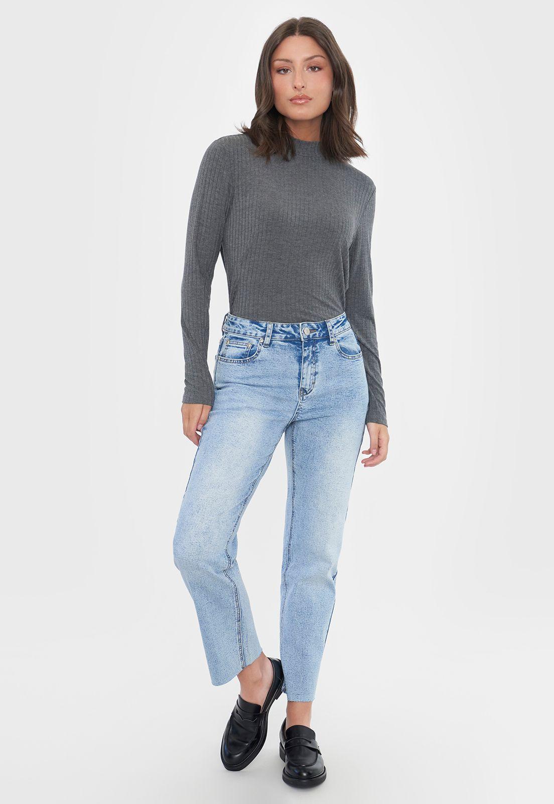 Polera Mujer Beatle Rib Gris Corona-3