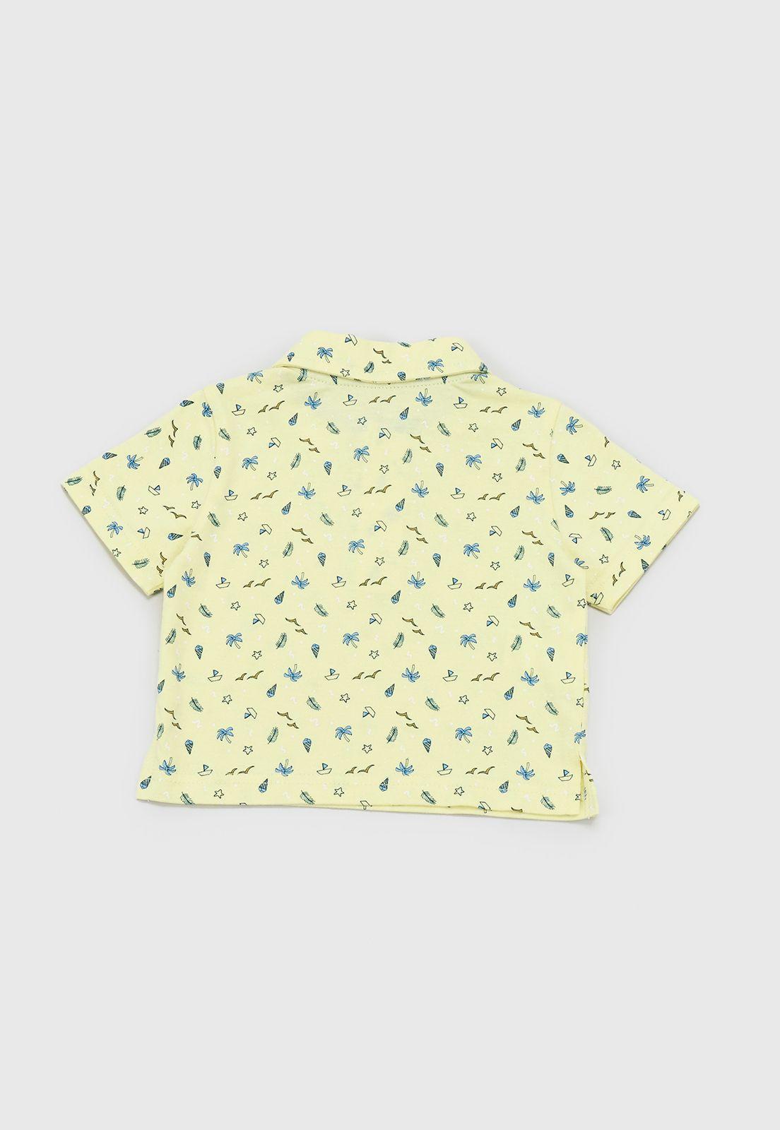 Polera Bebe Niño Cuello Botones Amarillo Corona-1