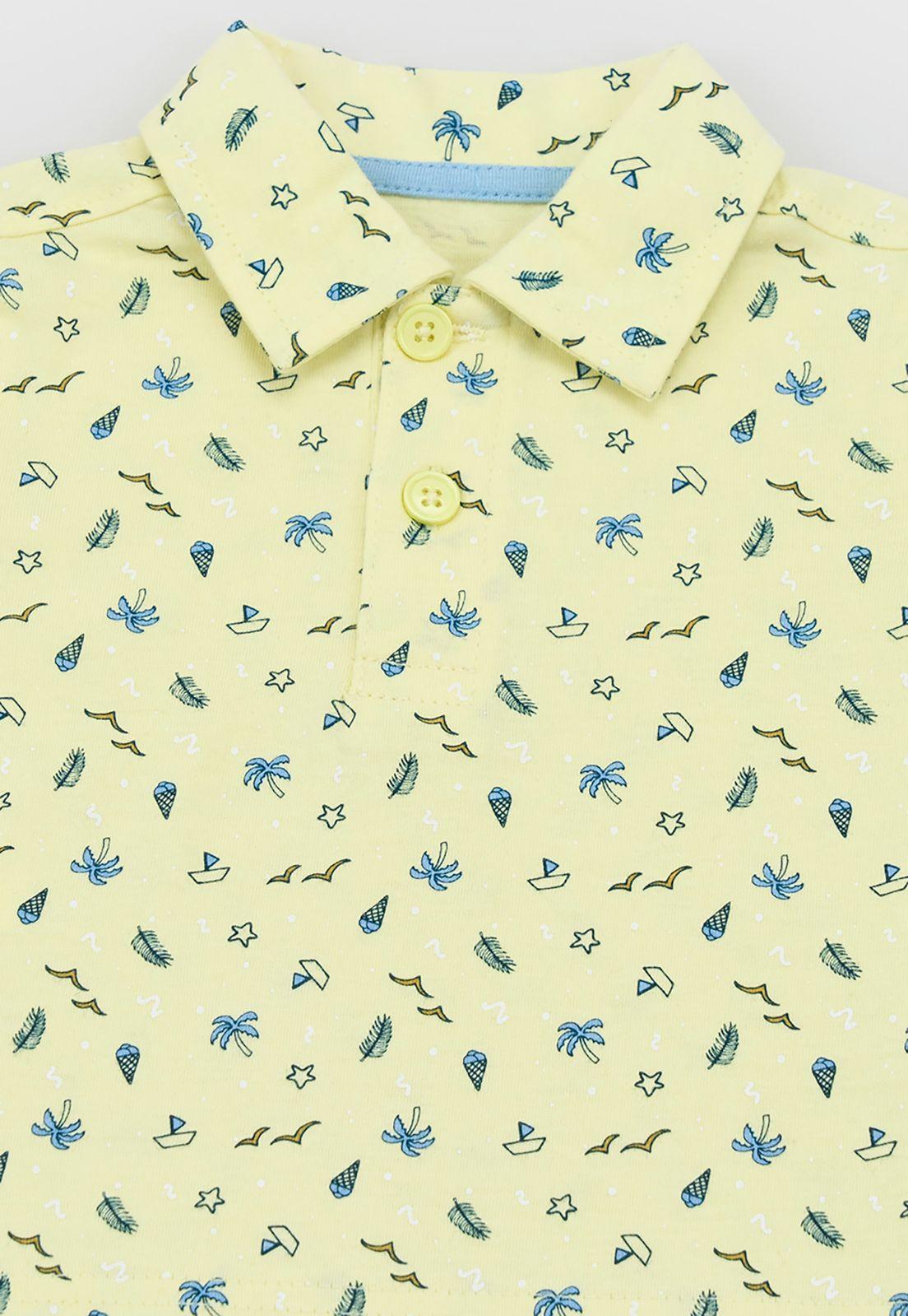 Polera Bebe Niño Cuello Botones Amarillo Corona-2